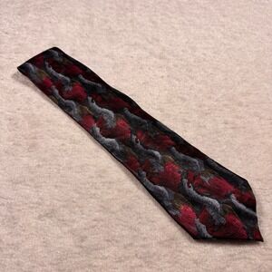 J. Garcia Silk Men's Tie Dawn Trees II Collection 14 Abstract Art Red Gray